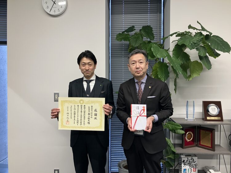 川崎市長より感謝状を頂きました。